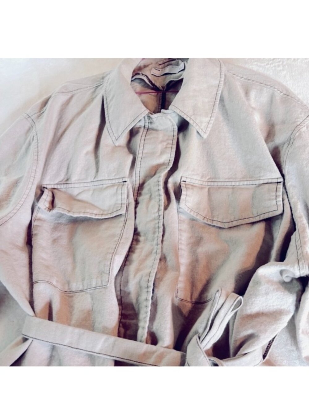 ASOS Taupe Utility Jacket With Tie Belt - Picture 6 of 10